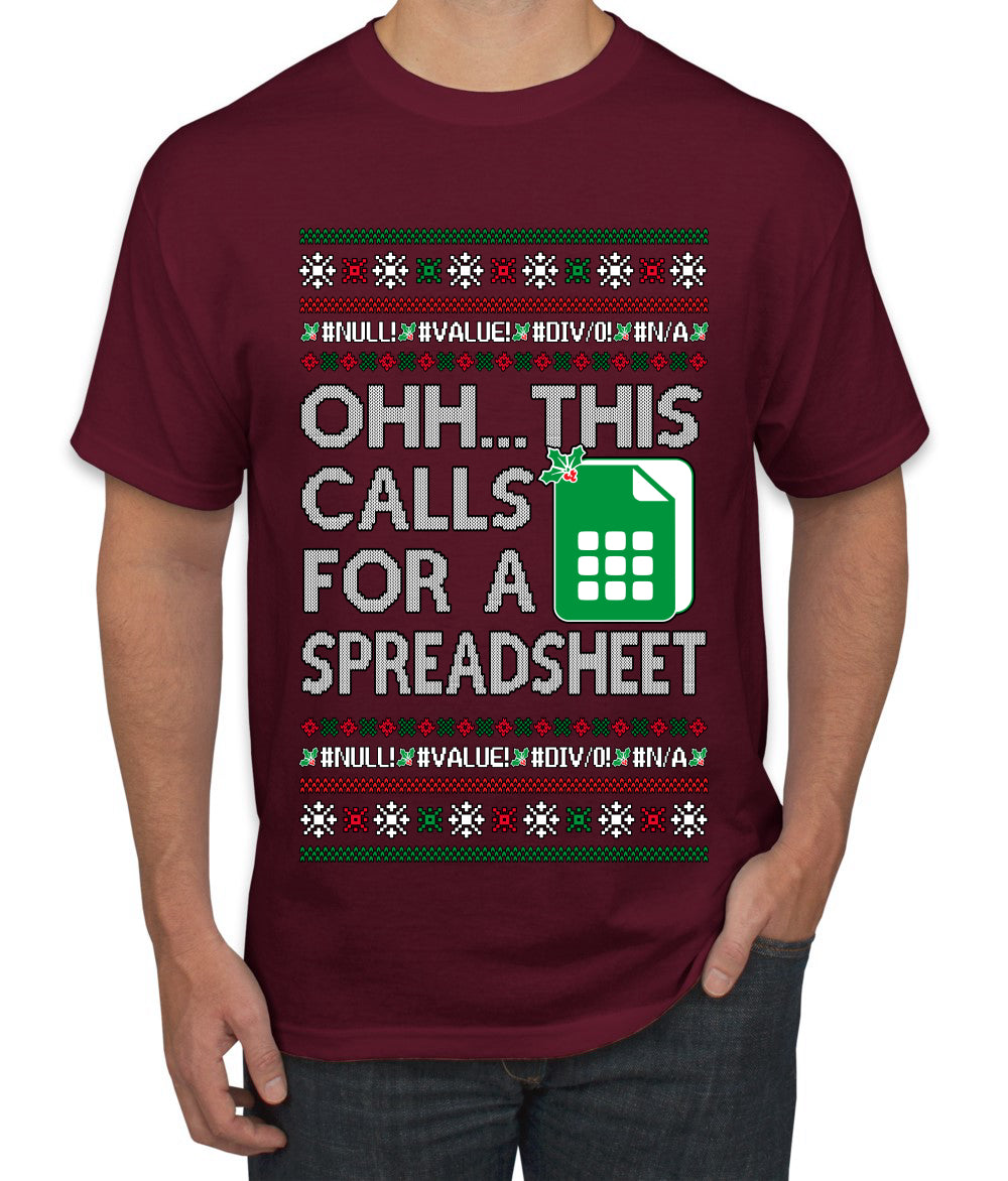 Oh... This Calls for A Spreadsheet, Ugly Christmas Sweater Unisex Men's T-Shirt
