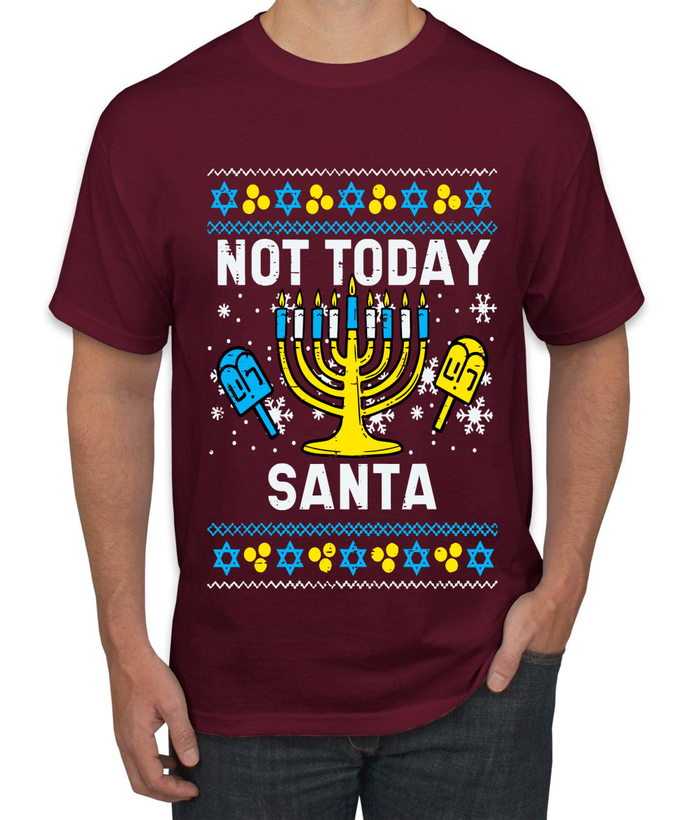 Not Today Santa Menorah Hanukkah, Ugly Christmas Sweater Unisex Men's T-Shirt