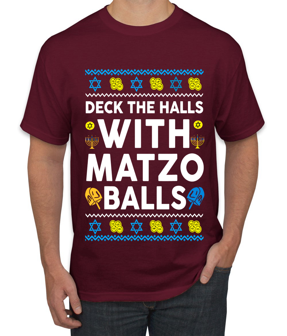 Deck The Halls With Matzo Balls Hanukkah, Ugly Christmas Sweater Unisex Men's T-Shirt