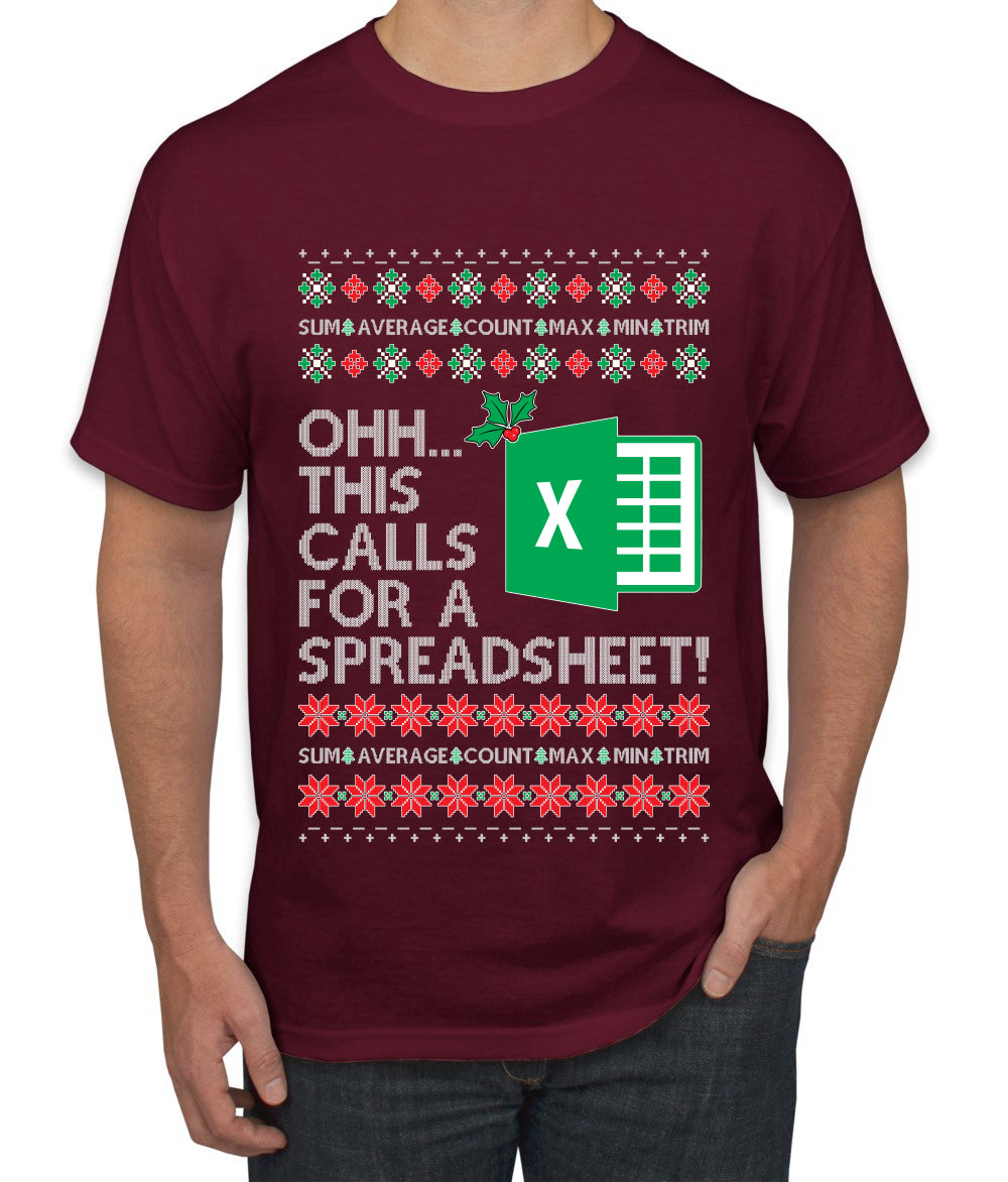 Ohh This Calls For A Spreadsheet Office, Ugly Christmas Sweater Unisex Men's T-Shirt