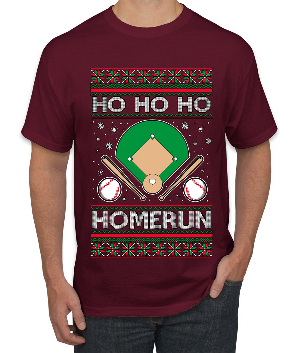 Ho Ho Ho Homerun, Baseball Fan Christmas Design, Ugly Christmas Sweater Unisex Men's T-Shirt