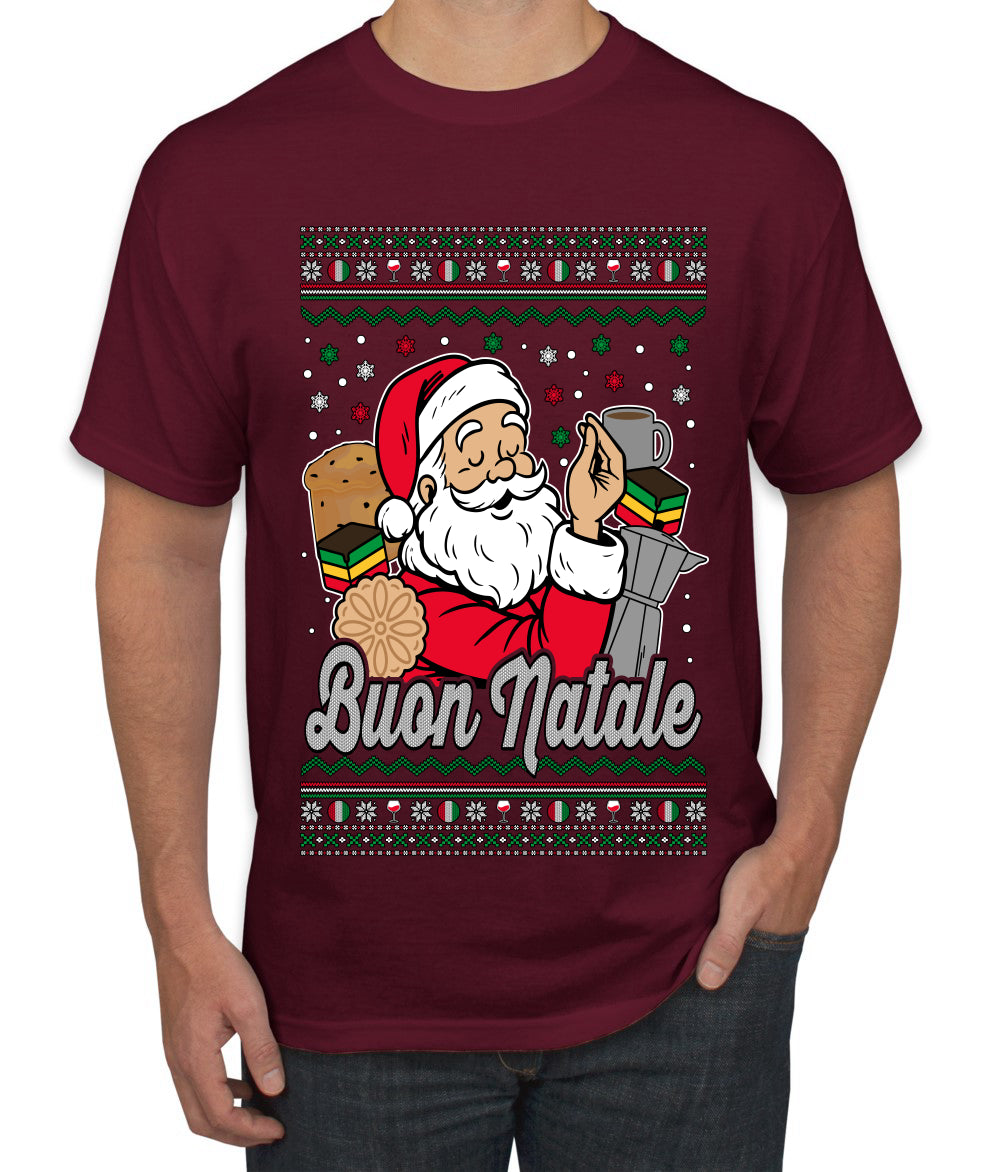 Buon Natale, Italian Santa Claus, Funny, Italian American Humor, Ugly Christmas Sweater Unisex Men's T-Shirt