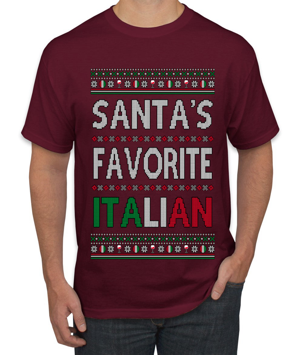 Santa's Favorite Italian, Funny Italian Christmas Sweater, Ugly Christmas Sweater Unisex Men's T-Shirt