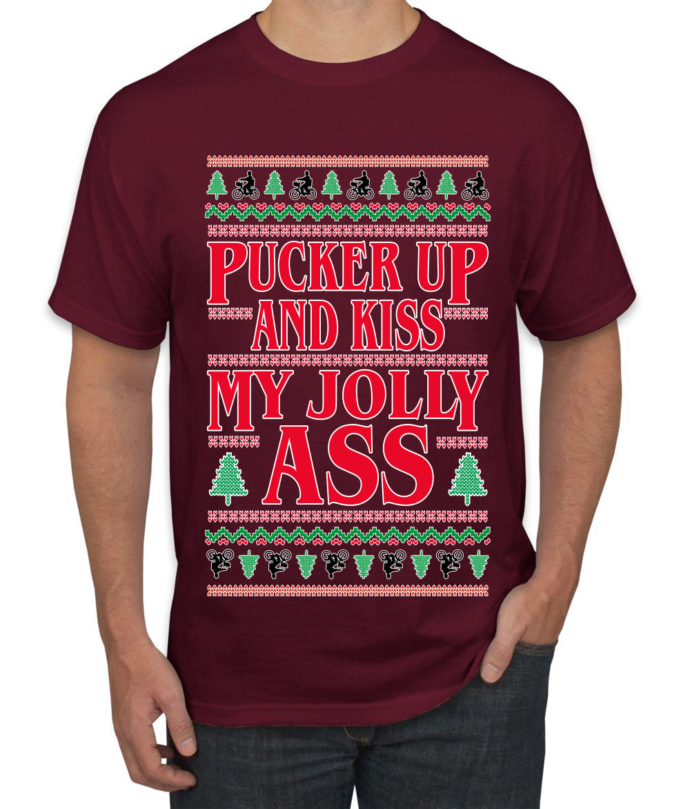 Pucker Up And Kiss My Jolly Ass, Ugly Christmas Sweater Unisex Men's T-Shirt