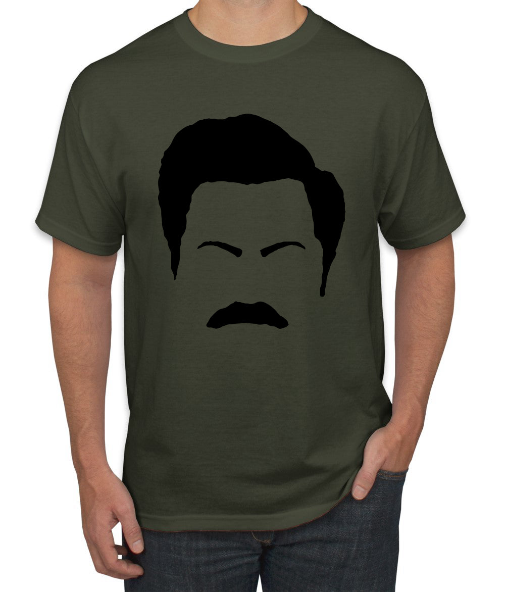 Parks and Rec Fans Ron Swanson Mustache Face Silhouette Pop Culture Men's T-Shirt