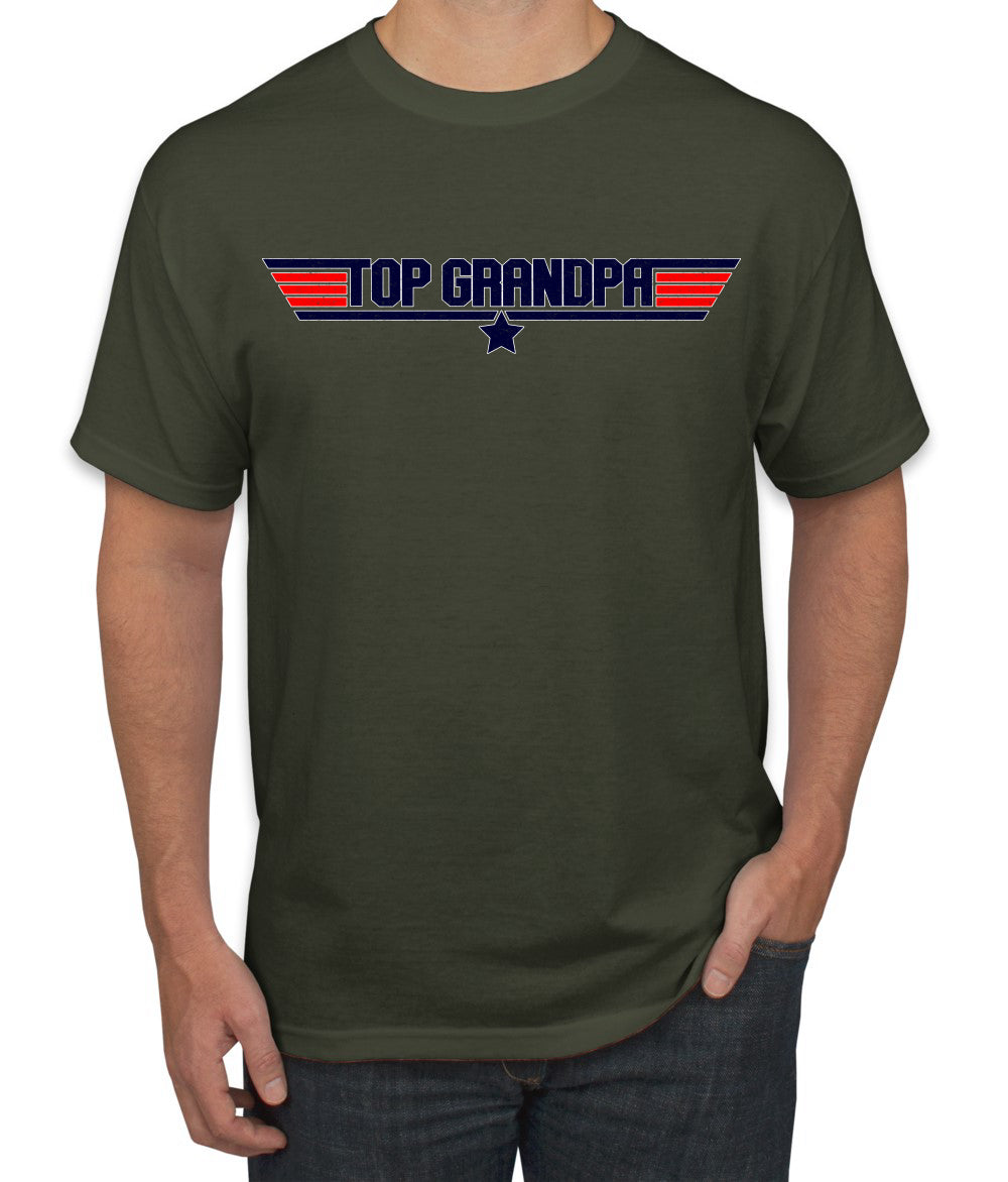 Top Grandpa Flight School Vintage 80s Aviation Humor Men's T-Shirt