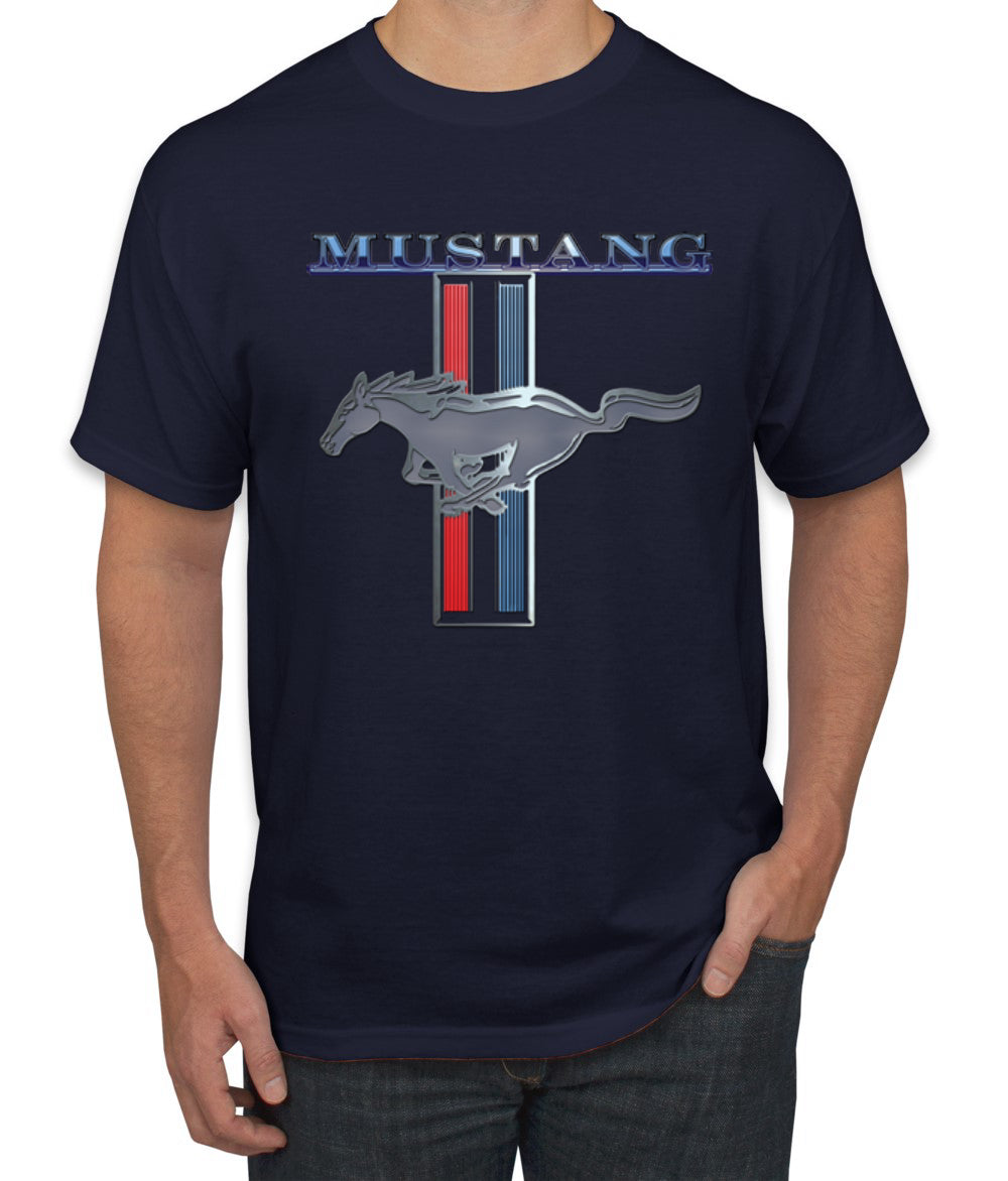 Ford Mustang Classic Pony USA Logo Emblem Cars and Trucks Front and Back Cars and Trucks Men's T-Shirt