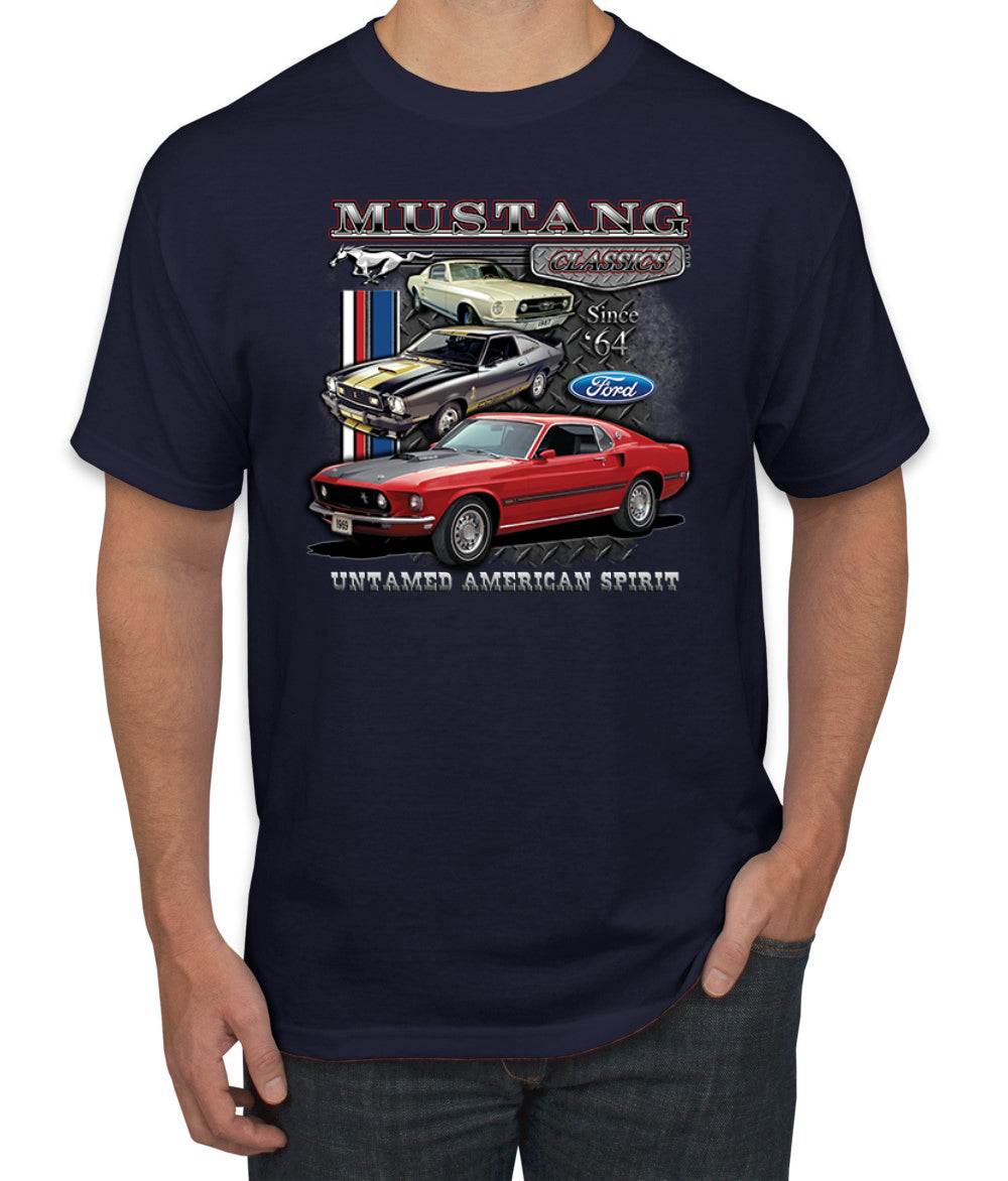 Ford Mustang Classics Untamed American Spirit Cars and Trucks Men's T-Shirt