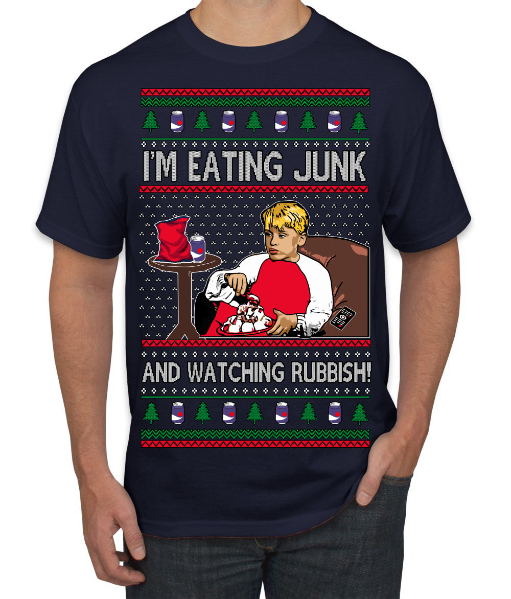 I'm Eating Junk and Watching Rubbish 90s Movie Ice Cream Ugly Christmas Sweater Men's T-Shirt