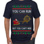 You Can Run But You Can't Hide Santa Sleigh Reindeer Ugly Christmas Sweater Men's T-Shirt