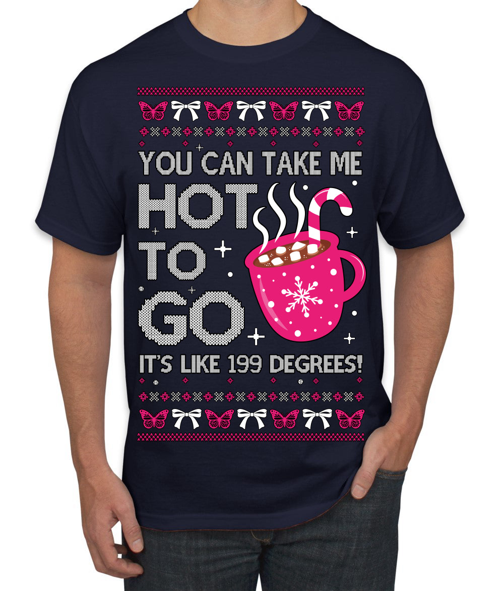 You Can Take Me Hot to Go, Hot Cocoa Viral Song Pop Music Ugly Christmas Sweater Men's T-Shirt