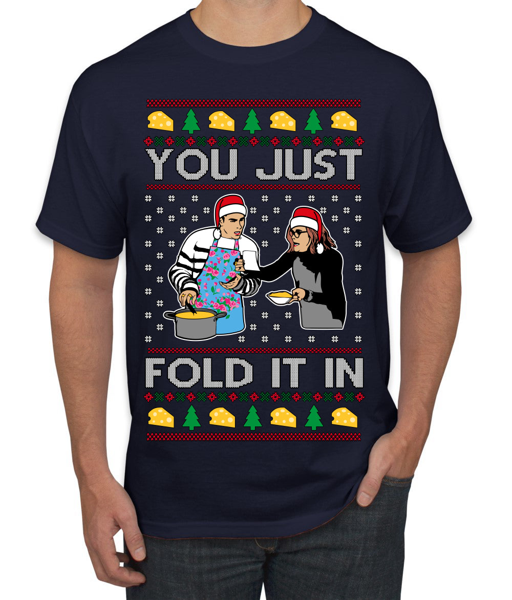 You Just Fold It In Funny Enchilada Moira David TV Sitcom Ugly Christmas Sweater Men's T-Shirt