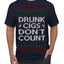 Drunk Cigs Don't Count Funny Cigarette Smoker Cig Ugly Christmas Sweater Men's T-Shirt
