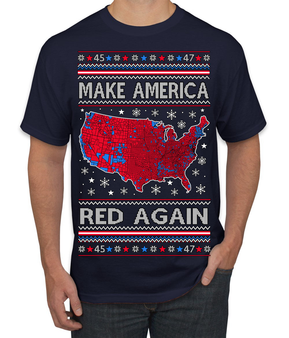 Make America Red Again USA Map Trump 2024 MAGA Ugly Christmas Sweater Men's T-Shirt