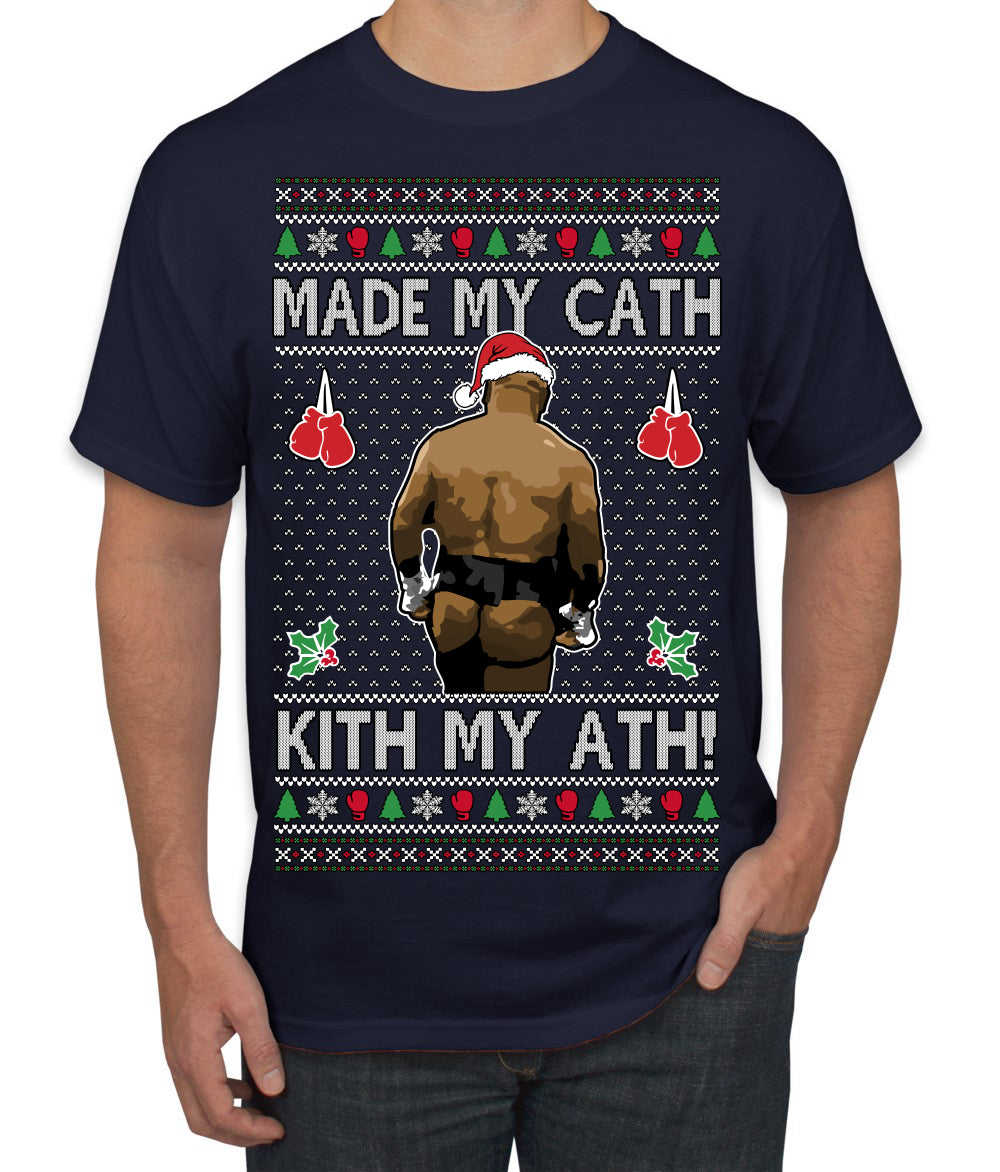 Made My Cath Kith My Ath, Funny Cash Money Viral Kiss My Ass Boxing Fight Meme, Men Women Ugly Christmas Sweater Men's T-Shirt