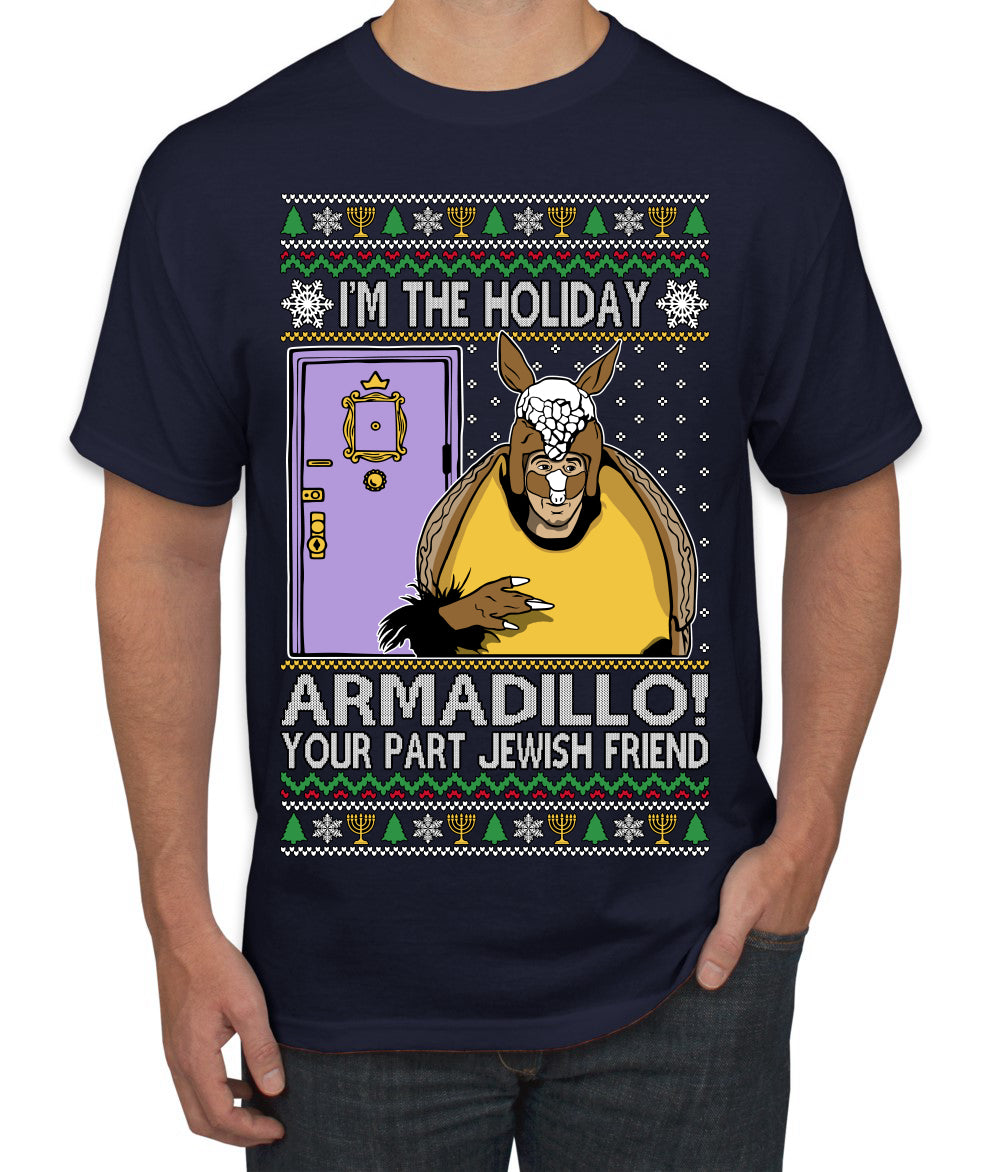 Holiday Armadillo Part Jewish TV Show Ugly Christmas Sweater Men's T-Shirt