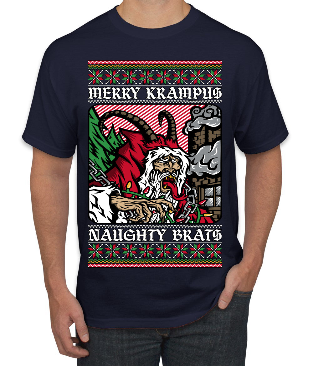 Merry Krampus Naughty Brats | Funny Ugly Christmas Sweater Men's T-Shirt