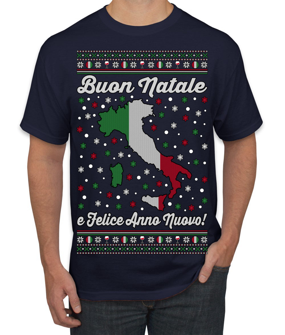 Buon Natale e Felice Anno Nuovo! Merry Christmas and Happy New Year Ugly Christmas Sweater Men's T-Shirt