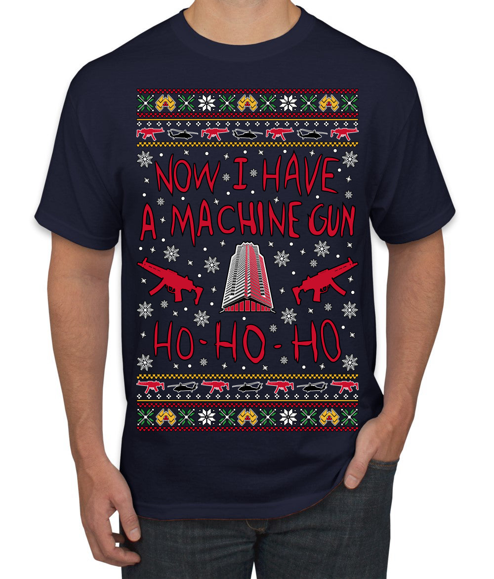 Now I Have a Machine Gun Ho Ho Ho Nakatomi Die Hard McClane Classic 80s Xmas Movie Ugly Christmas Sweater Men's T-Shirt