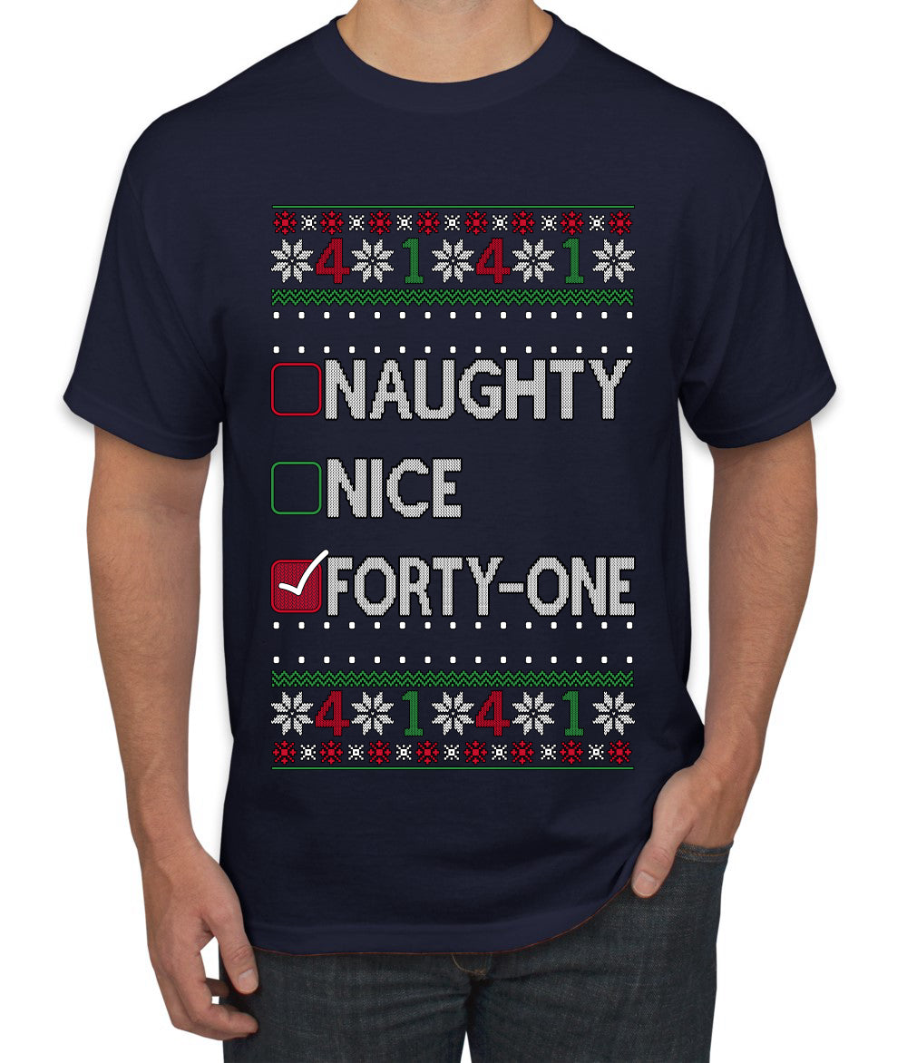 Funny Meme List Naughty, Nice, 41, Ugly Christmas Sweater Men's T-Shirt