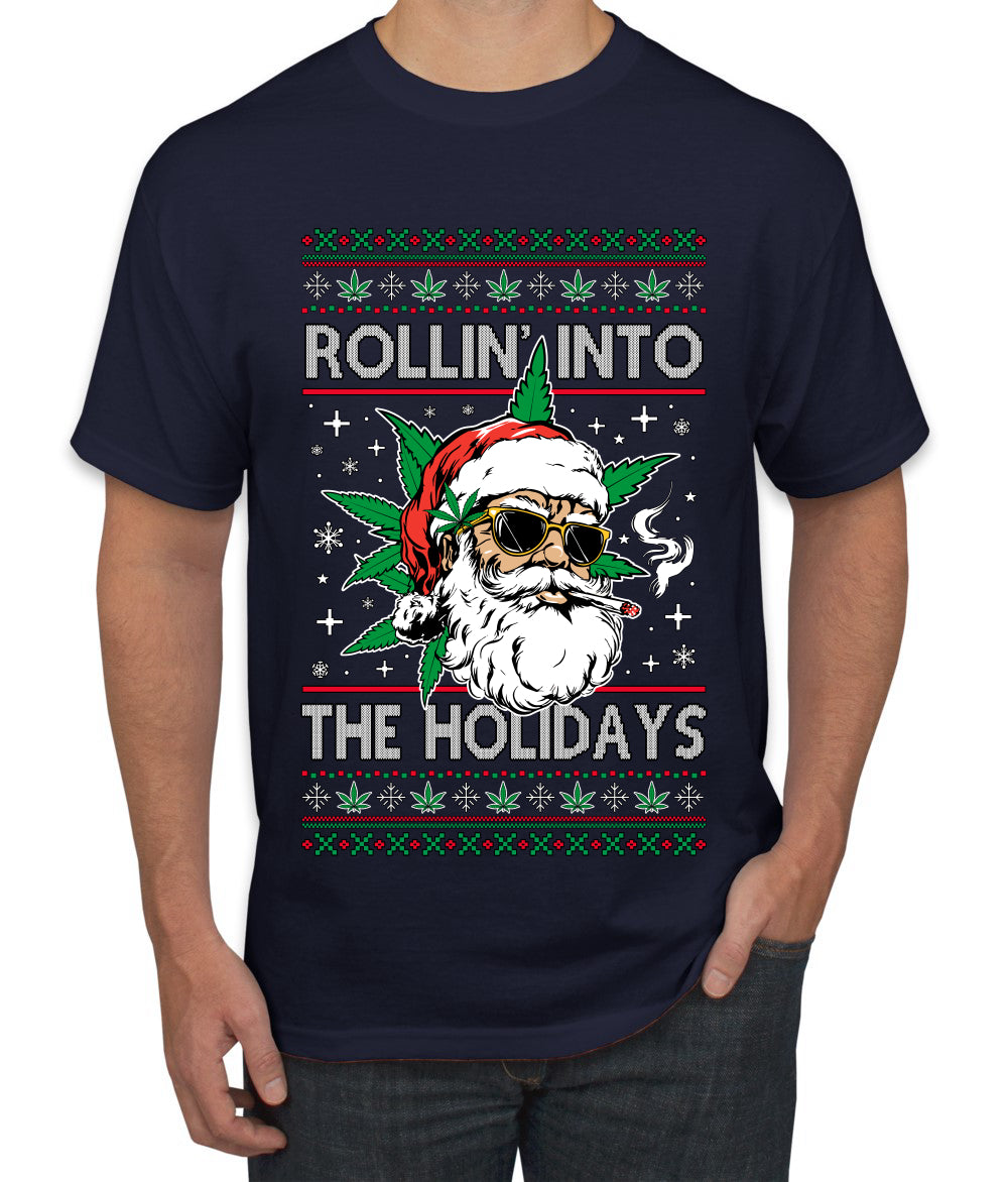 Rollin' Into The Holidays Christmas Sweater, Ugly Christmas Sweater Men's T-Shirt