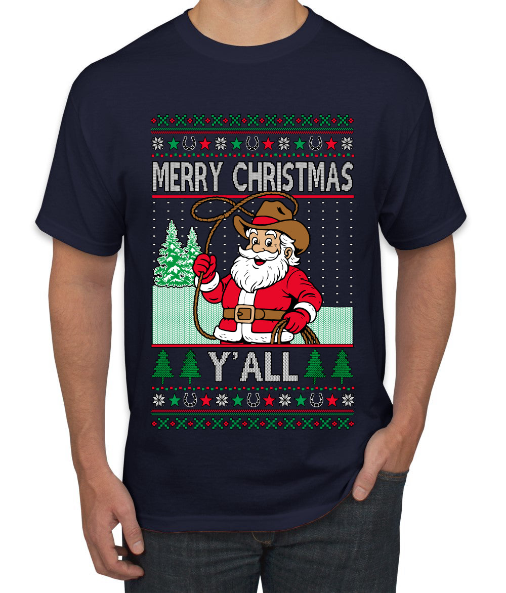 Merry Christmas Y'all Christmas Sweater, Ugly Christmas Sweater Men's T-Shirt