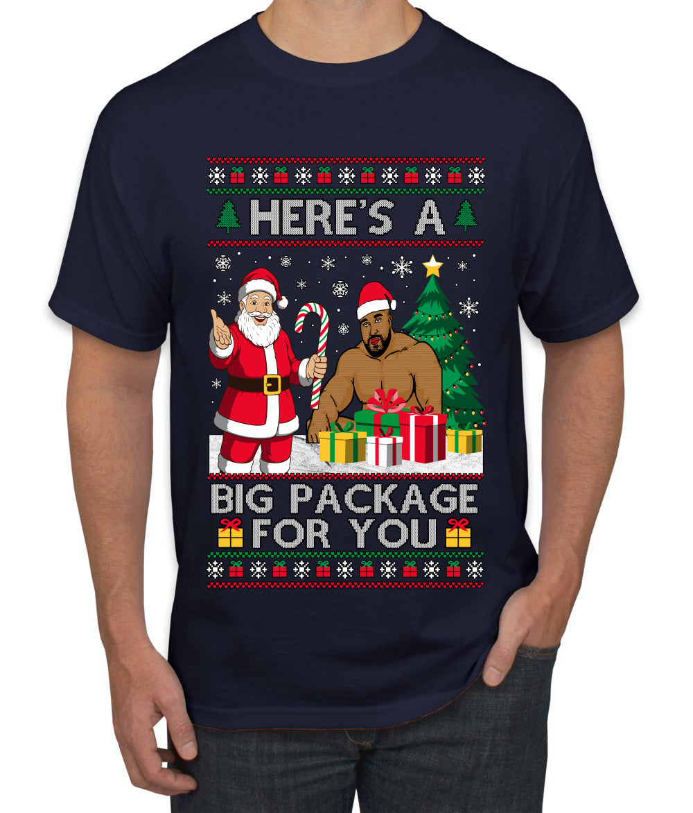 Here's A Big Package For You Santa Christmas Sweater, Ugly Christmas Sweater Men's T-Shirt