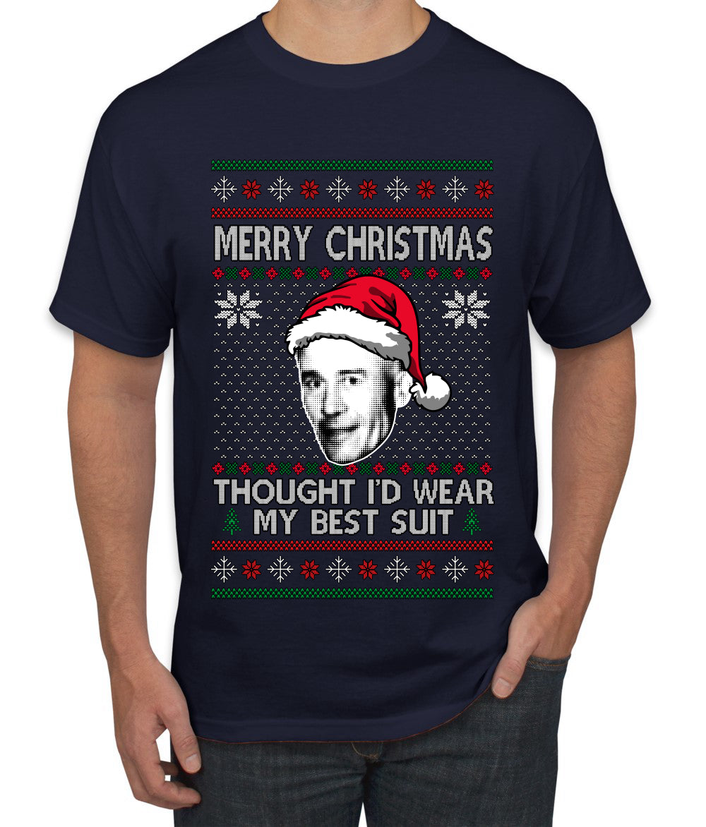 Thought I'd Wear My Best Suit Ed Gein, Ugly Christmas Sweater Men's T-Shirt