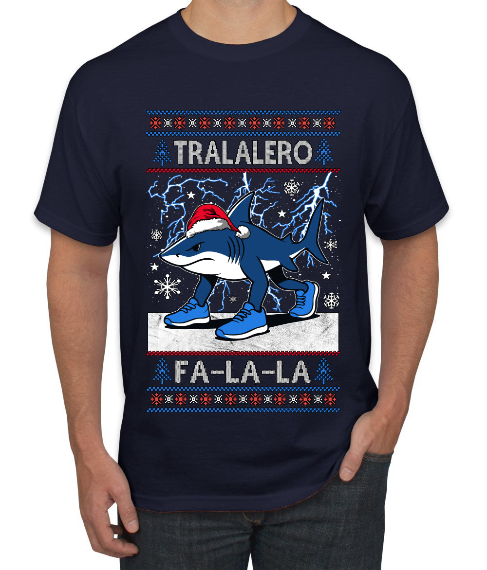 Tralalero Fa La La Brainrot, Ugly Christmas Sweater Men's T-Shirt
