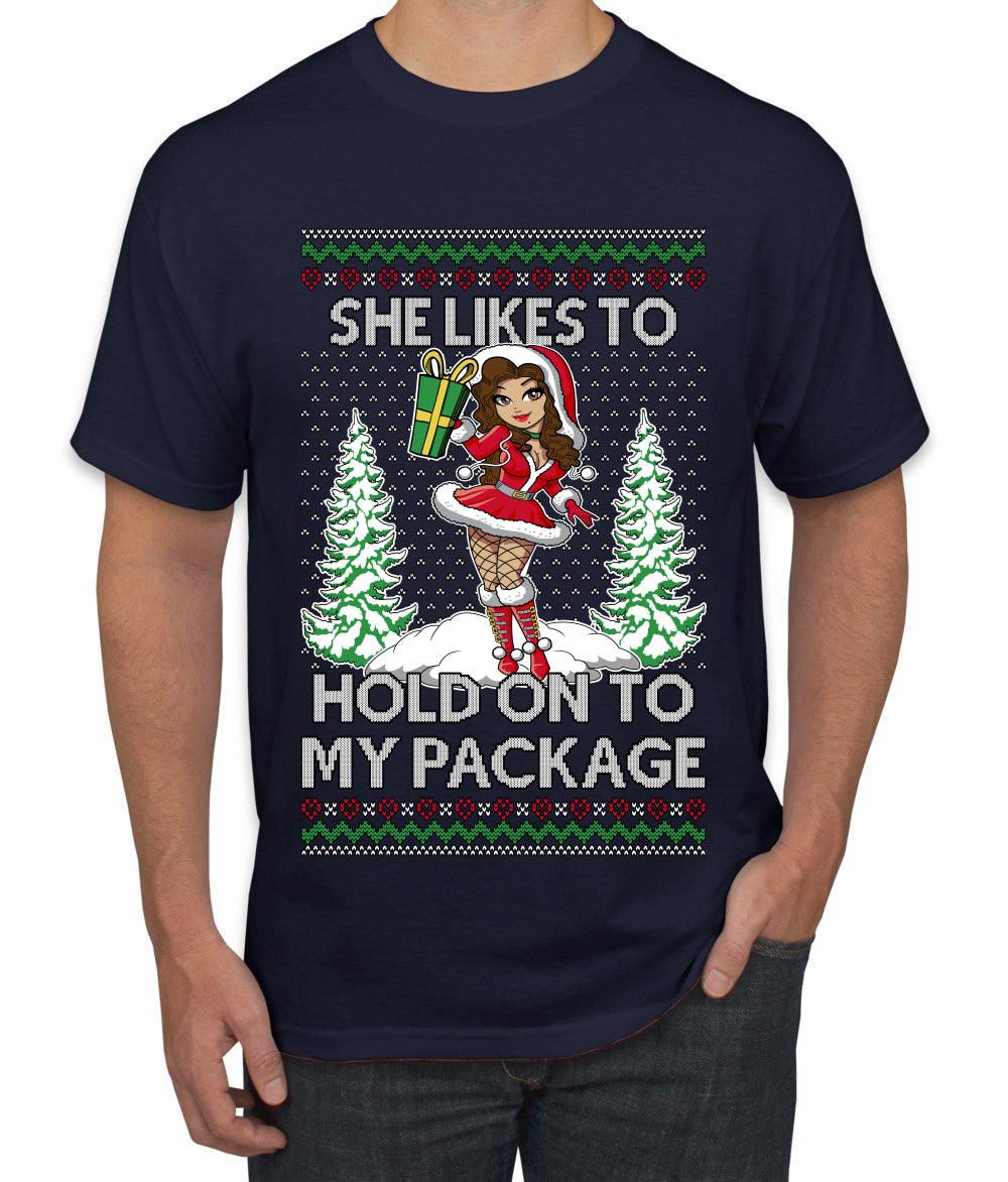 Hold My Package, Ugly Christmas Sweater Unisex Unisex Men's T-Shirt