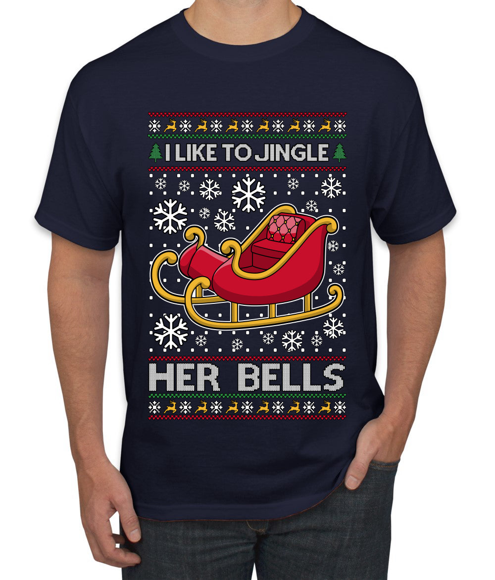 I Like To Jingle Her Bells, Ugly Christmas Sweater Unisex Men's T-Shirt