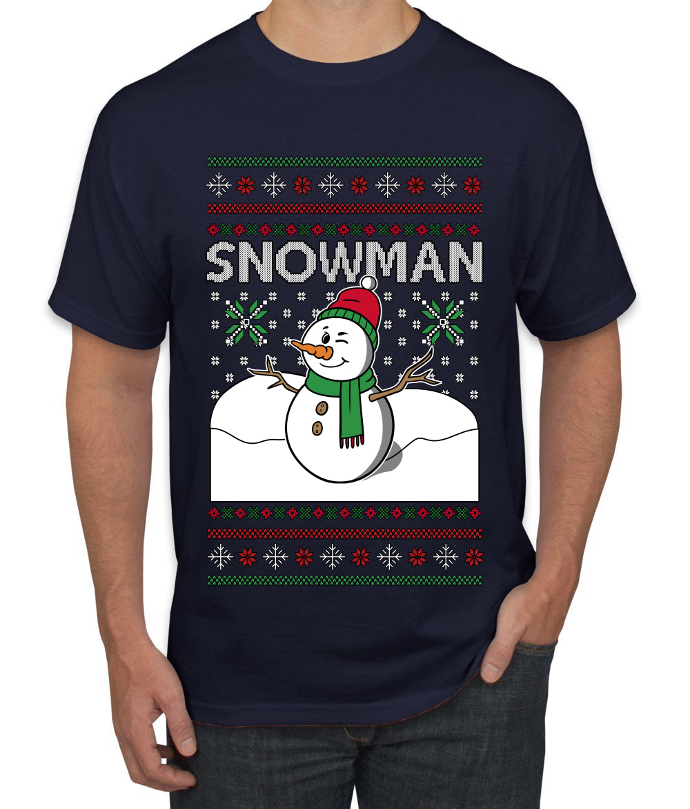Snowman, Ugly Christmas Sweater Unisex Men's T-Shirt