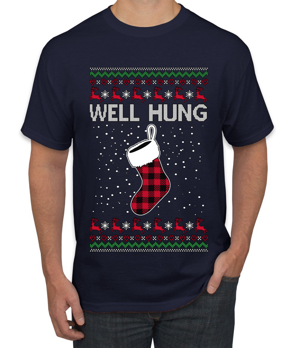 Well Hung, Ugly Christmas Sweater Unisex Men's T-Shirt
