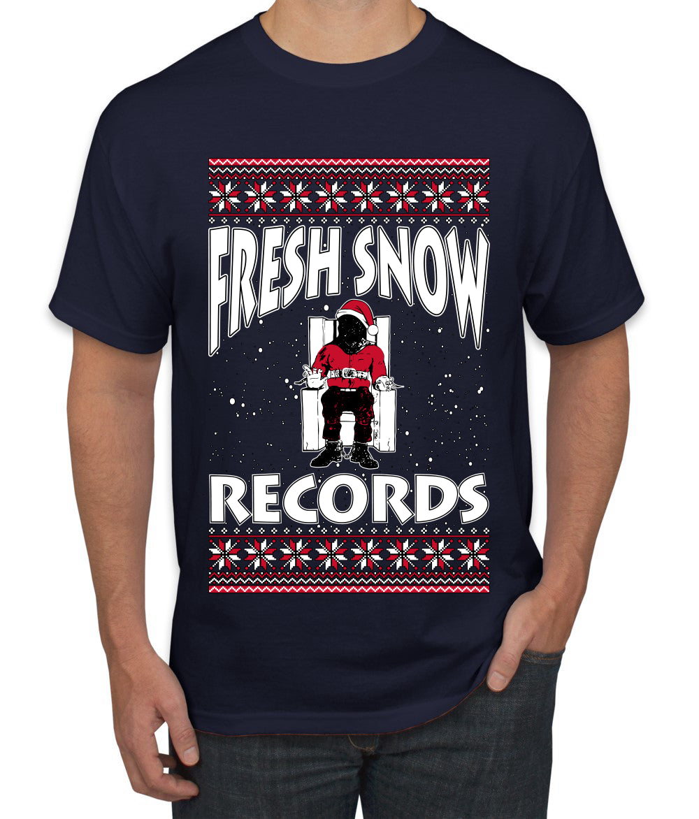 Fresh Snow Records Hip Hop Parody, Ugly Christmas Sweater Unisex Men's T-Shirt