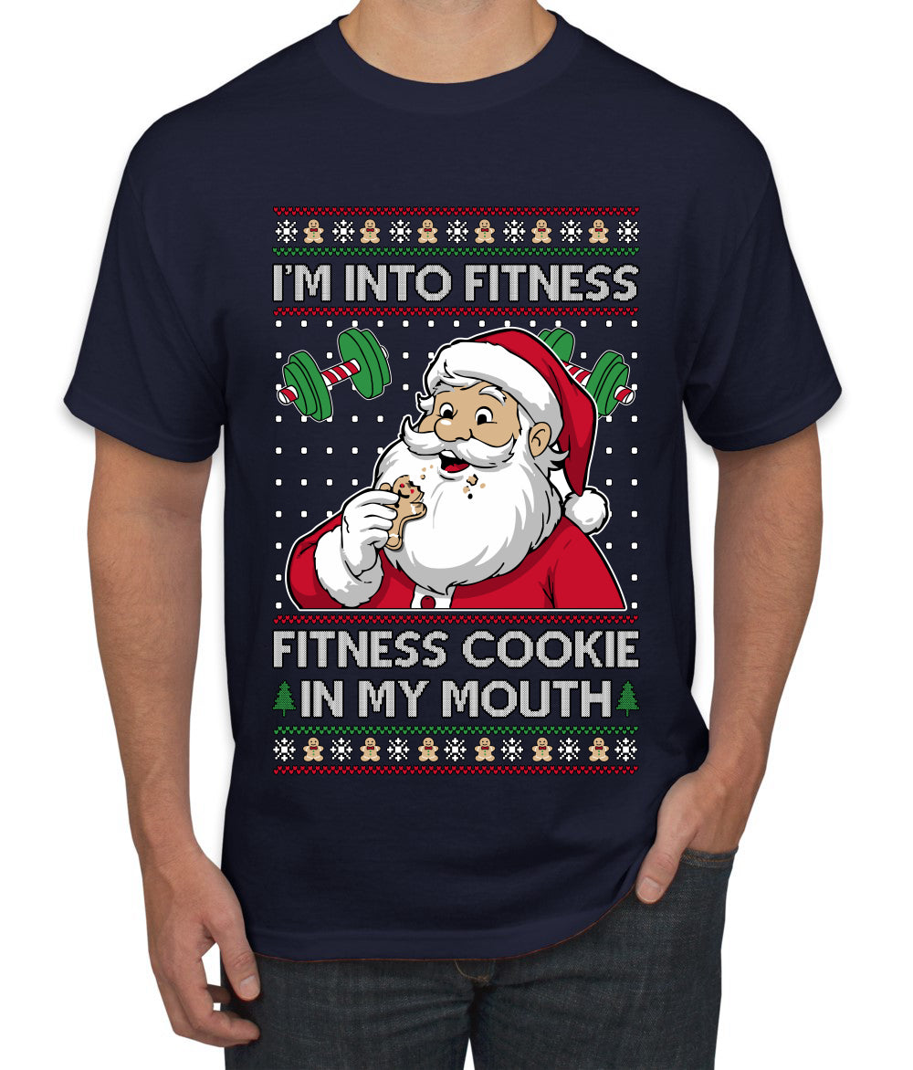 I'm Into Fitness Cookie In My Mouth Santa, Ugly Christmas Sweater Unisex Men's T-Shirt