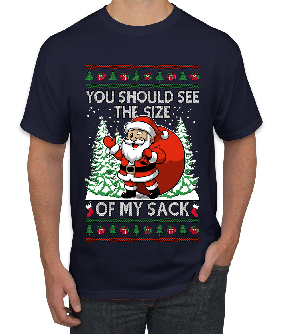 You Should See The Size Of My Sack Naughty Santa, Ugly Christmas Sweater Unisex Men's T-Shirt