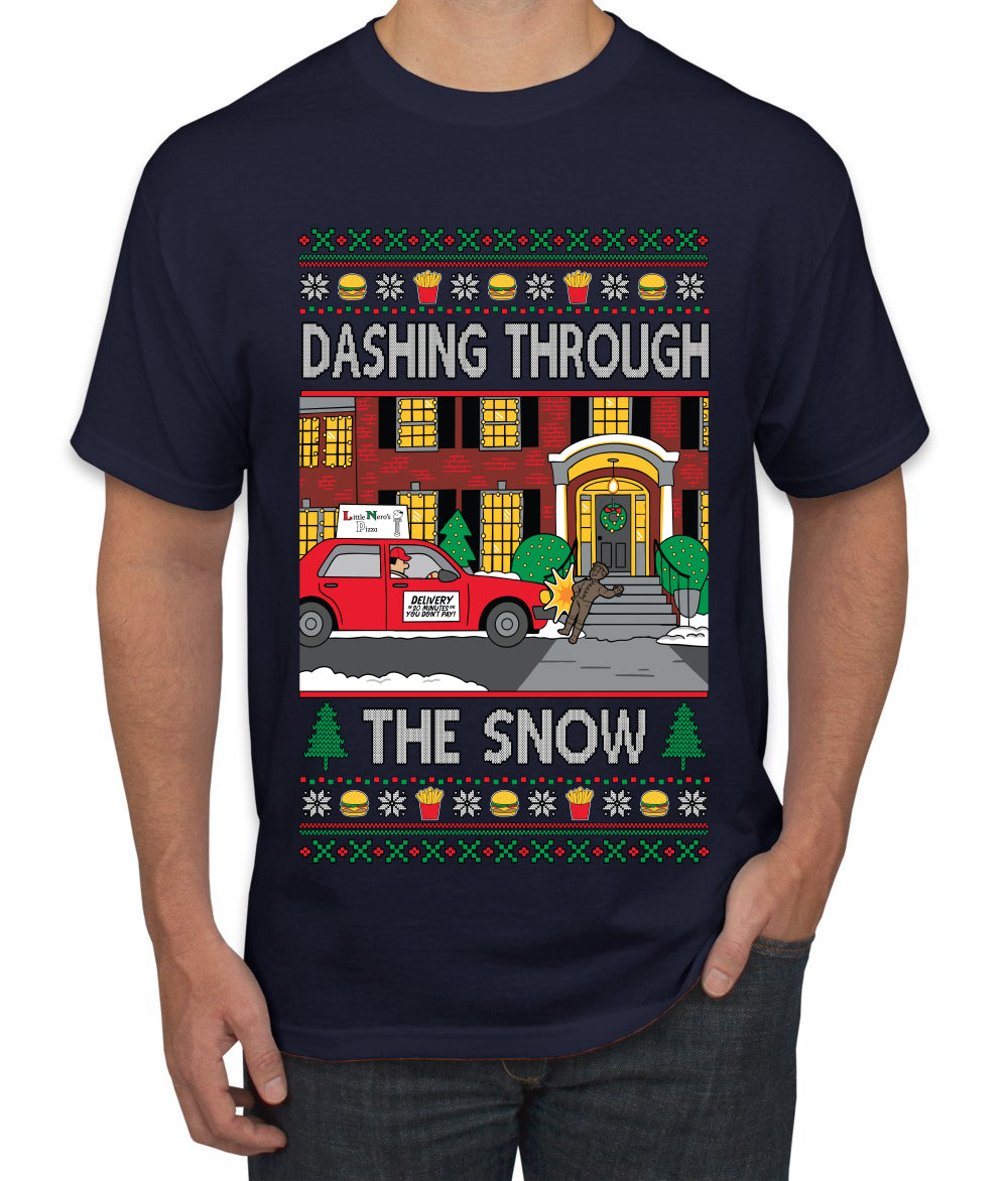 Dashing Through The Snow Classic 90s Holiday Movie, Ugly Christmas Sweater Unisex Men's T-Shirt