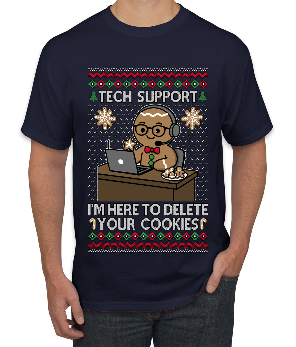 Tech Support I'm Here To Delete Your Cookies, Ugly Christmas Sweater Unisex Men's T-Shirt