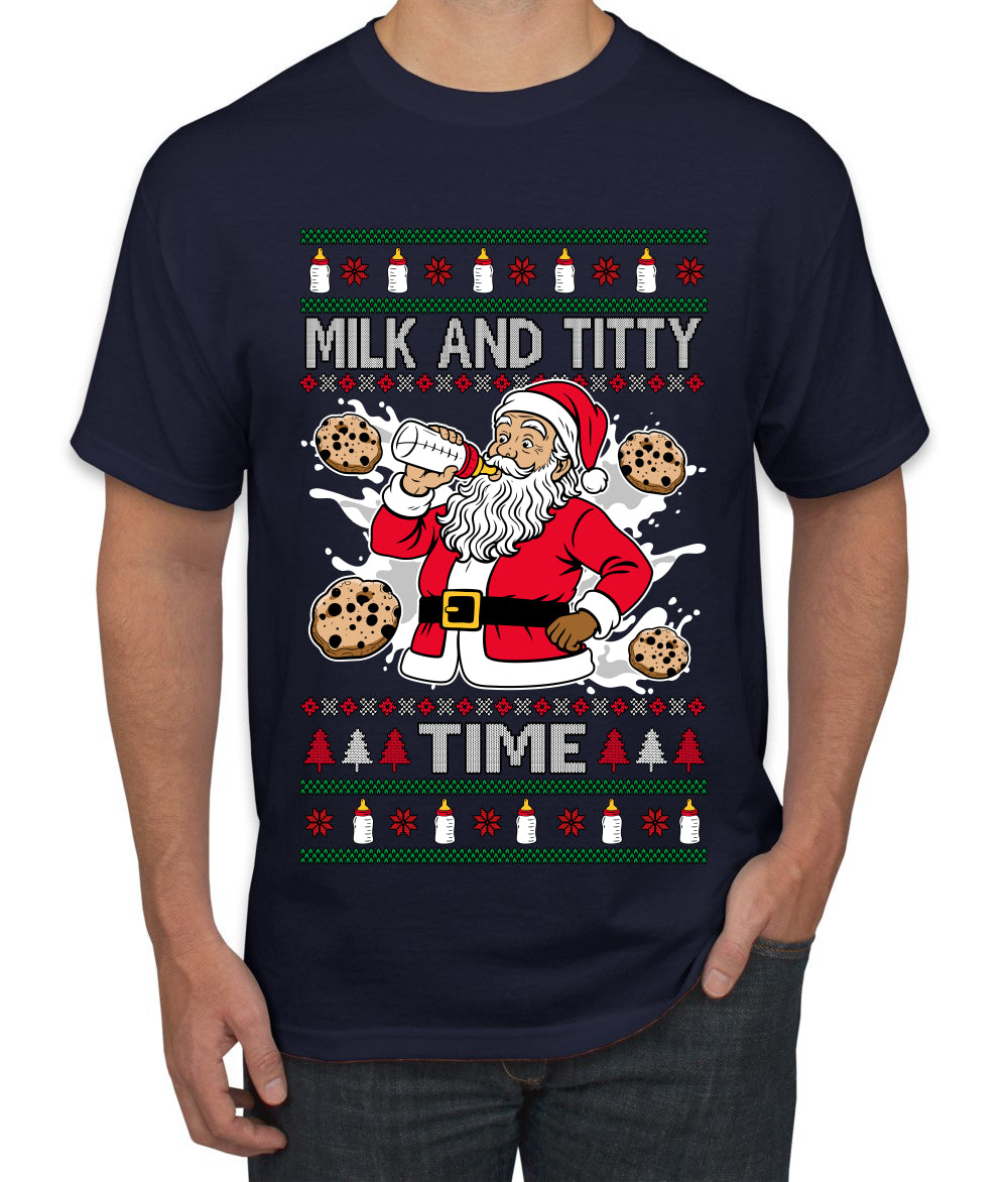 Milk And Titty Time, Ugly Christmas Sweater Unisex Men's T-Shirt