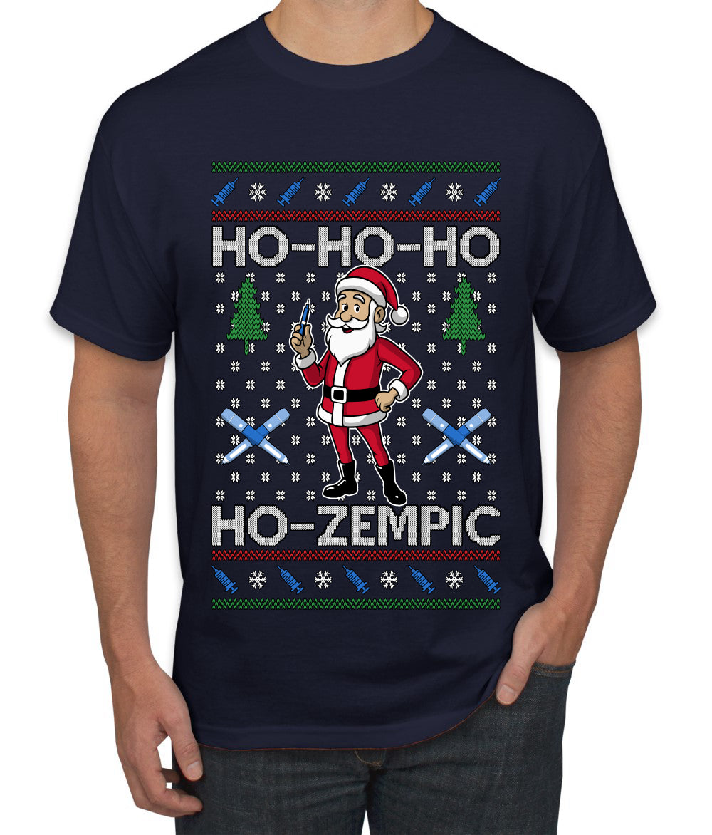 Skinny Santa Ho Ho Ho Ho-Zempic Weight Loss Shot, Ugly Christmas Sweater Unisex Men's T-Shirt