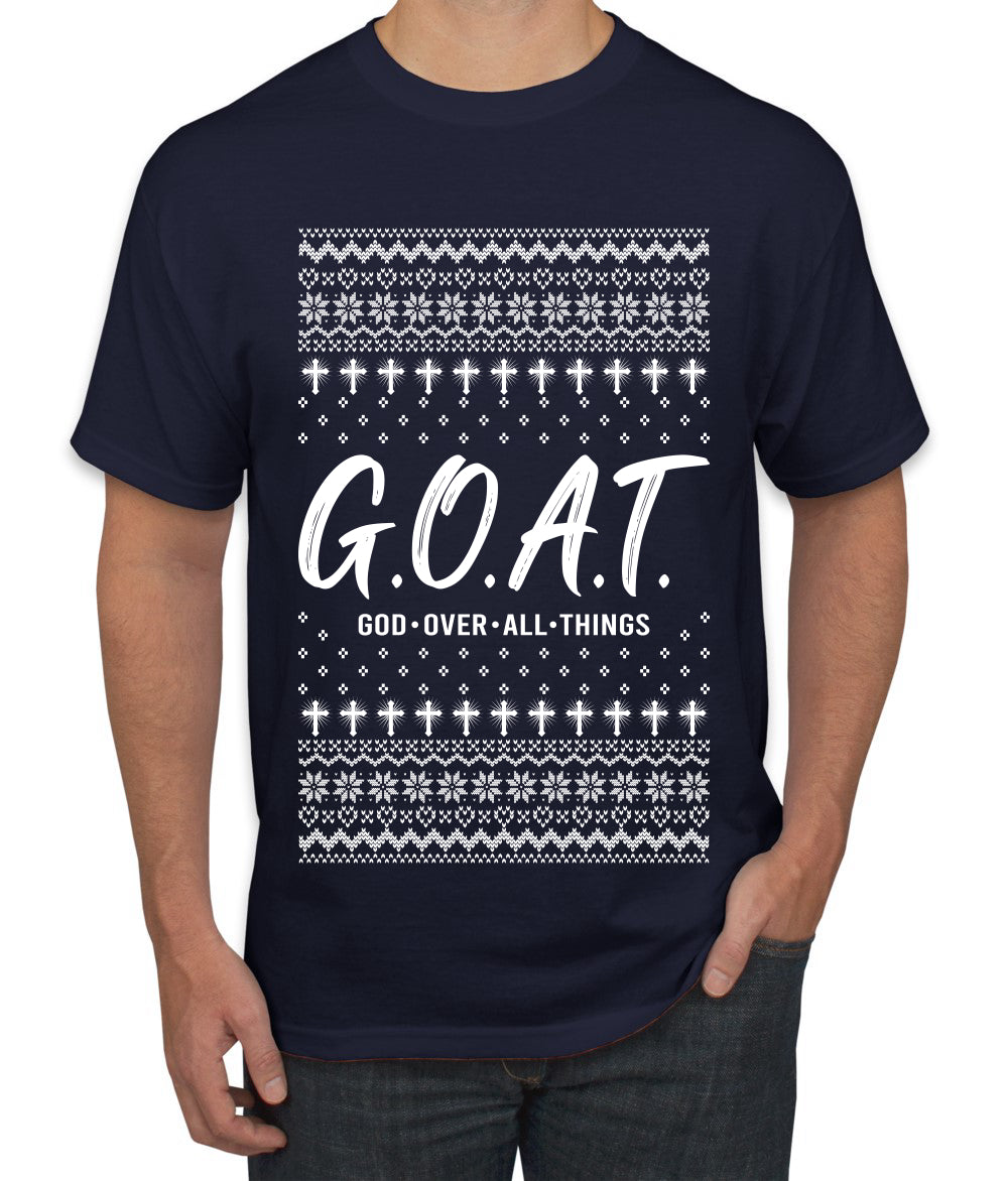 G.O.A.T. God Over All Things, Ugly Christmas Sweater Unisex Men's T-Shirt
