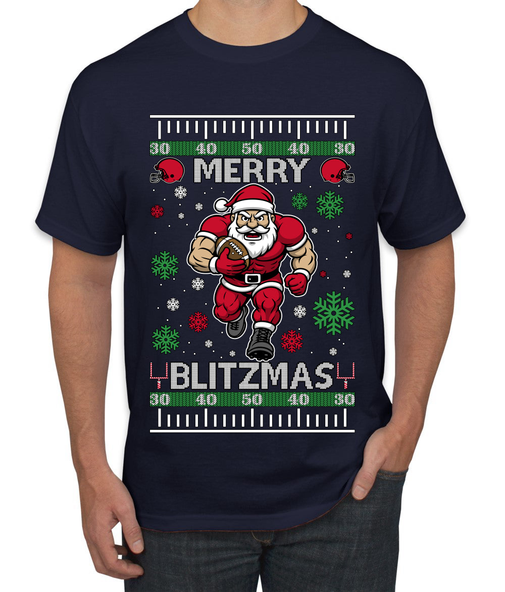 Merry Blitzmas, Football Christmas Sweater Design, Ugly Christmas Sweater Unisex Men's T-Shirt