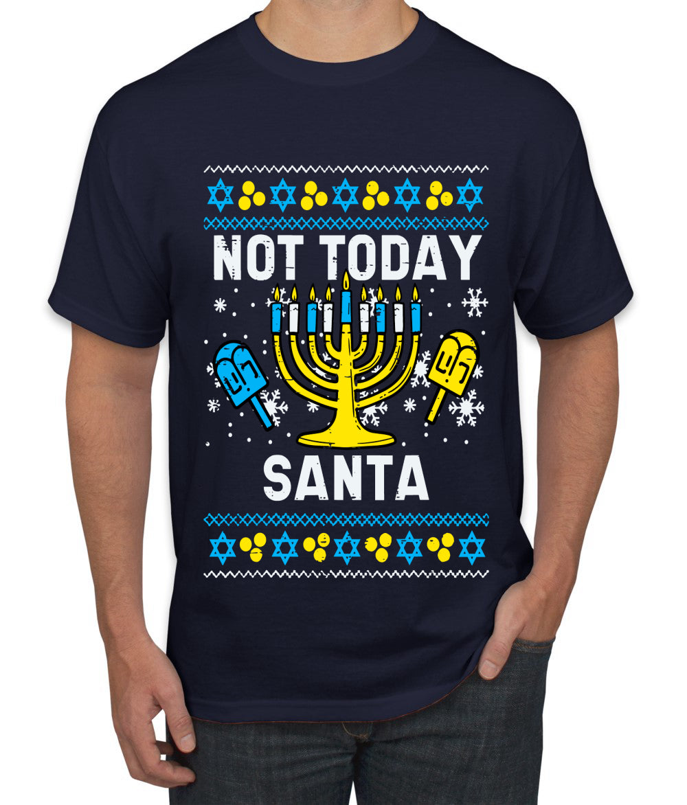 Not Today Santa Menorah Hanukkah, Ugly Christmas Sweater Unisex Men's T-Shirt