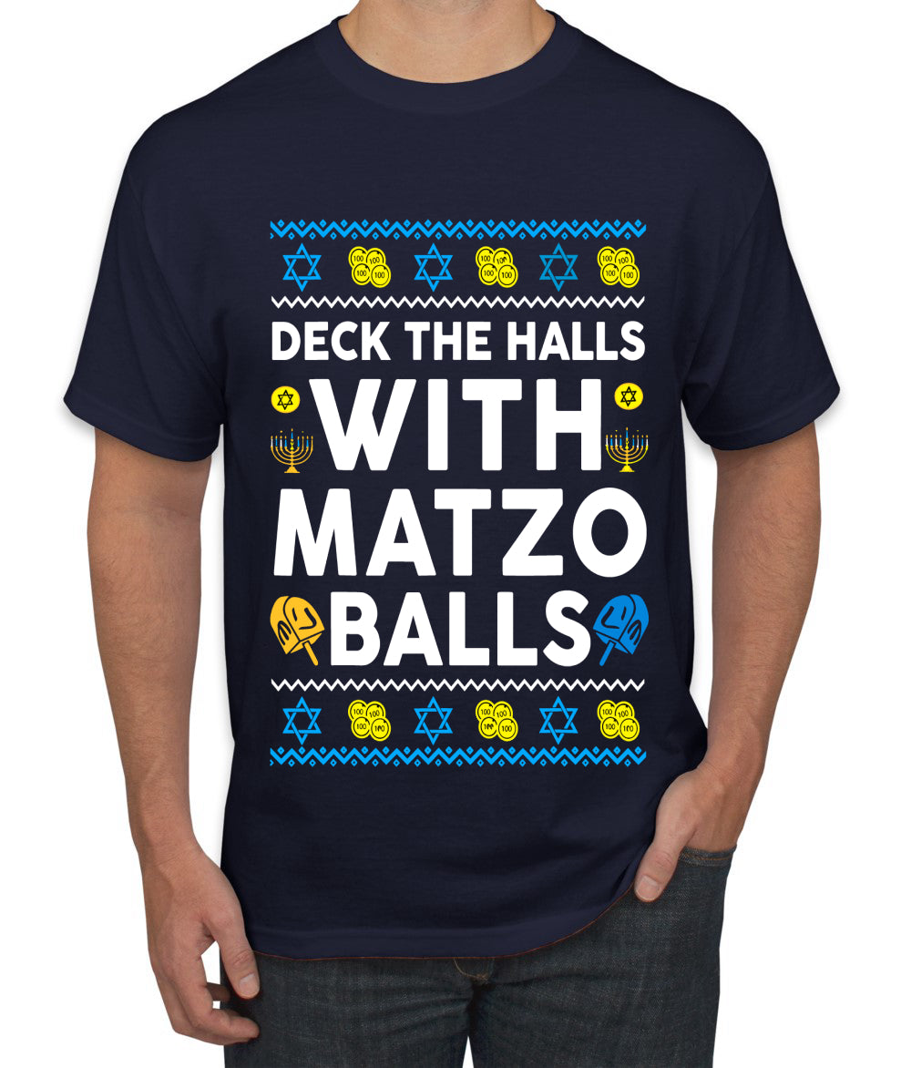 Deck The Halls With Matzo Balls Hanukkah, Ugly Christmas Sweater Unisex Men's T-Shirt