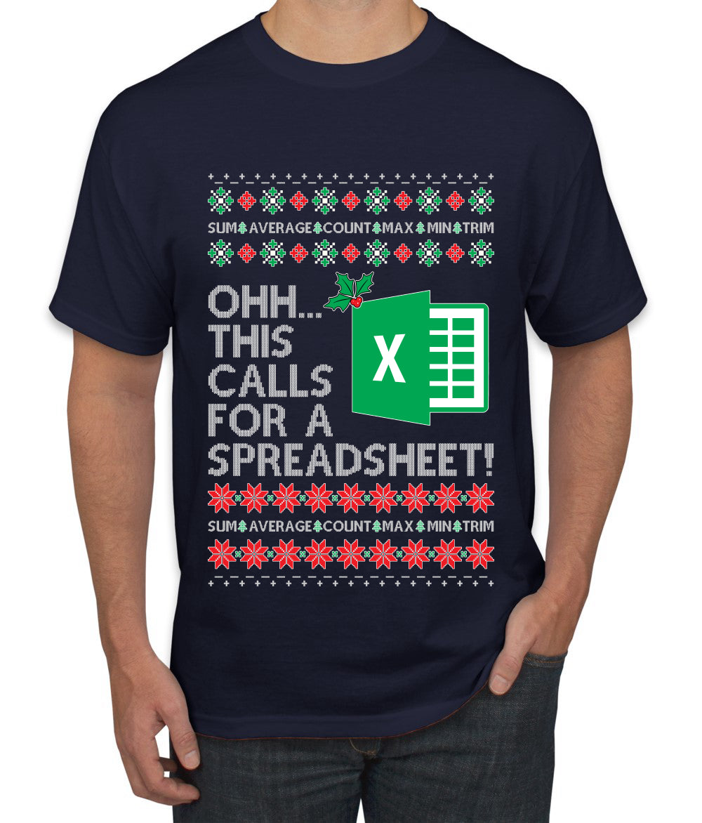 Ohh This Calls For A Spreadsheet Office, Ugly Christmas Sweater Unisex Men's T-Shirt