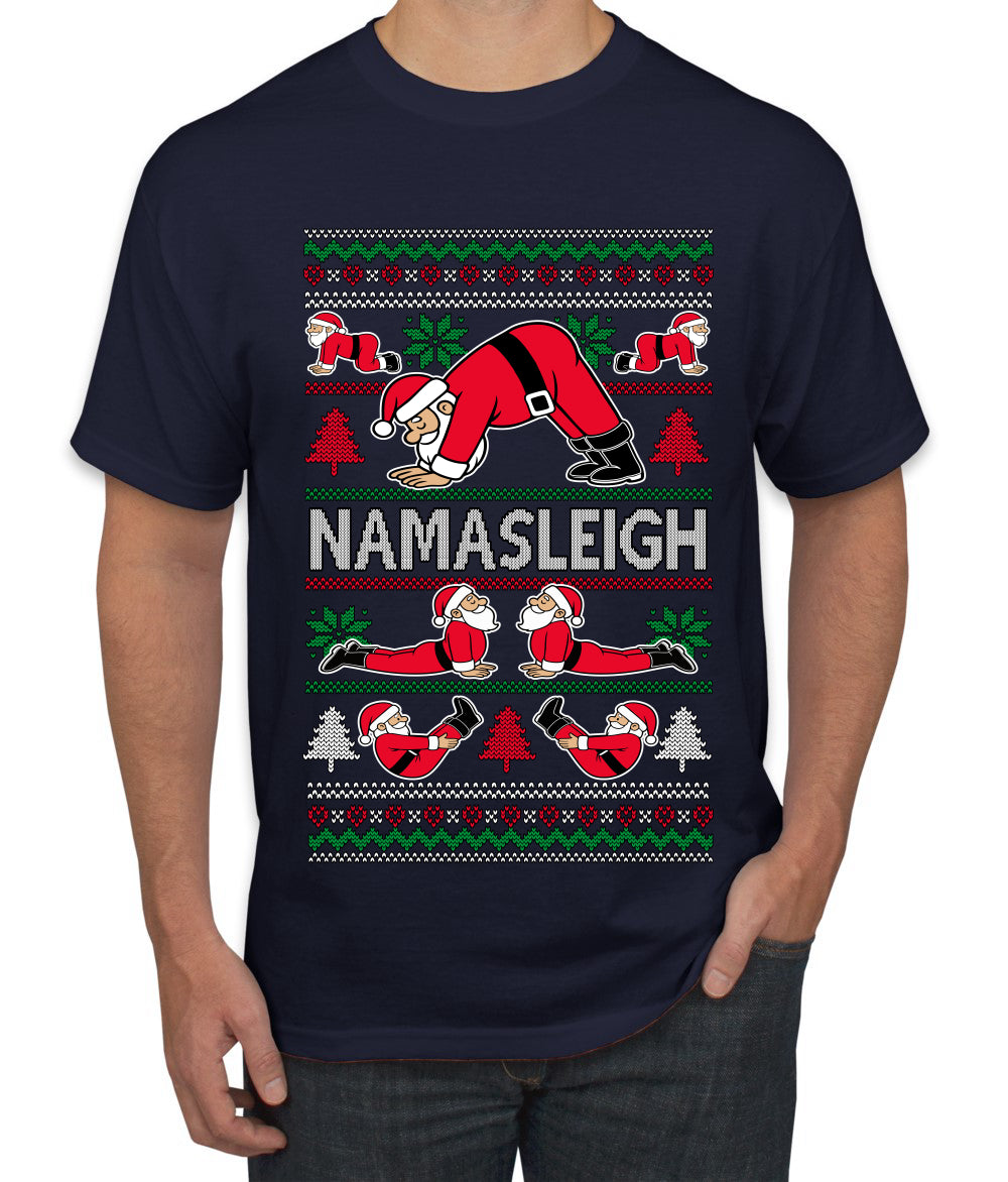 Namasleigh, Namaste Yoga Santa Claus, Ugly Christmas Sweater Unisex Men's T-Shirt