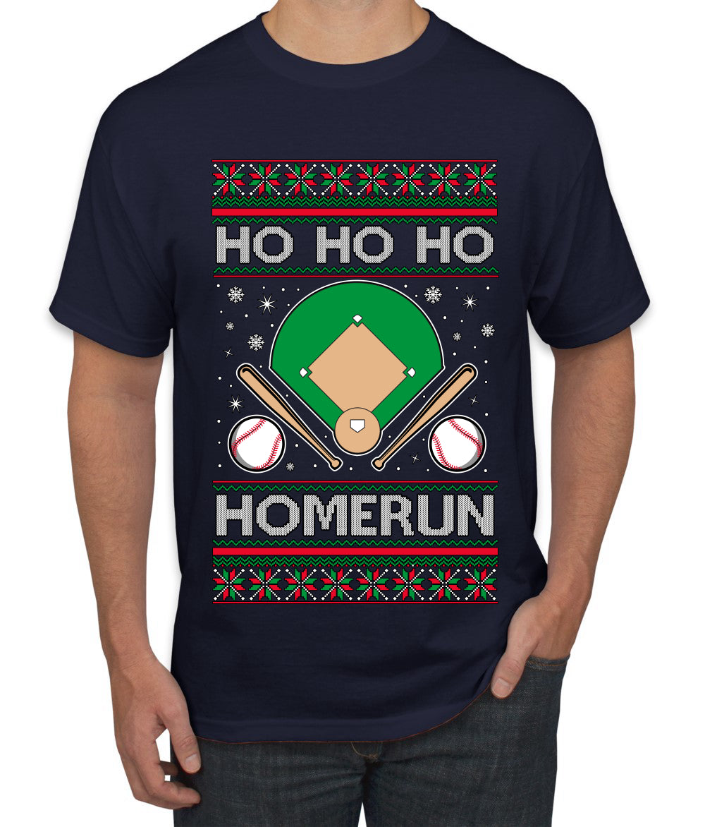 Ho Ho Ho Homerun, Baseball Fan Christmas Design, Ugly Christmas Sweater Unisex Men's T-Shirt