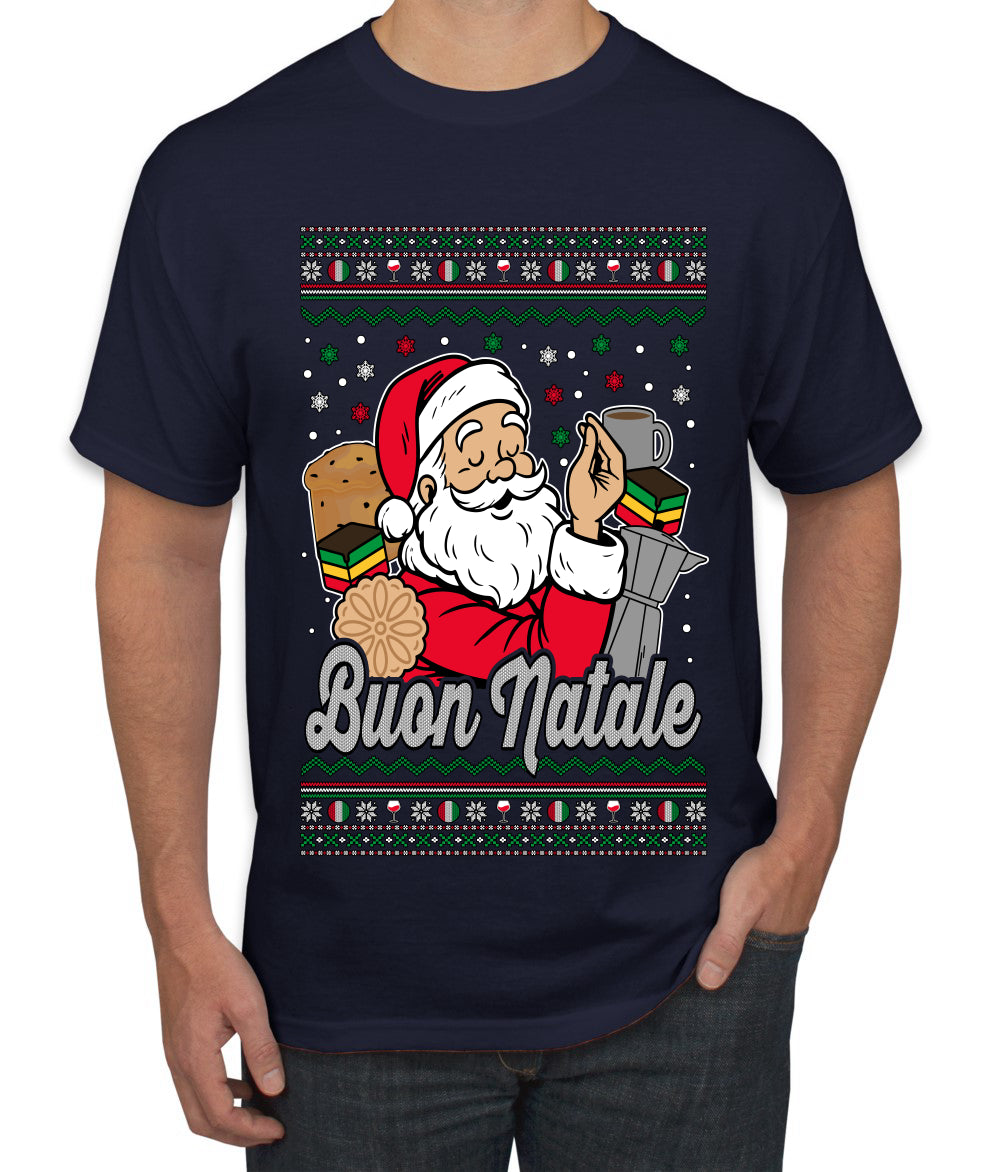 Buon Natale, Italian Santa Claus, Funny, Italian American Humor, Ugly Christmas Sweater Unisex Men's T-Shirt