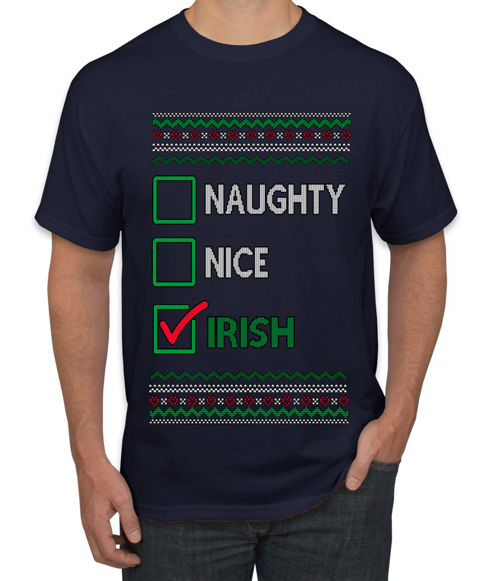 Naughty Nice, Irish, Irish Christmas, Ugly Christmas Sweater Unisex Men's T-Shirt