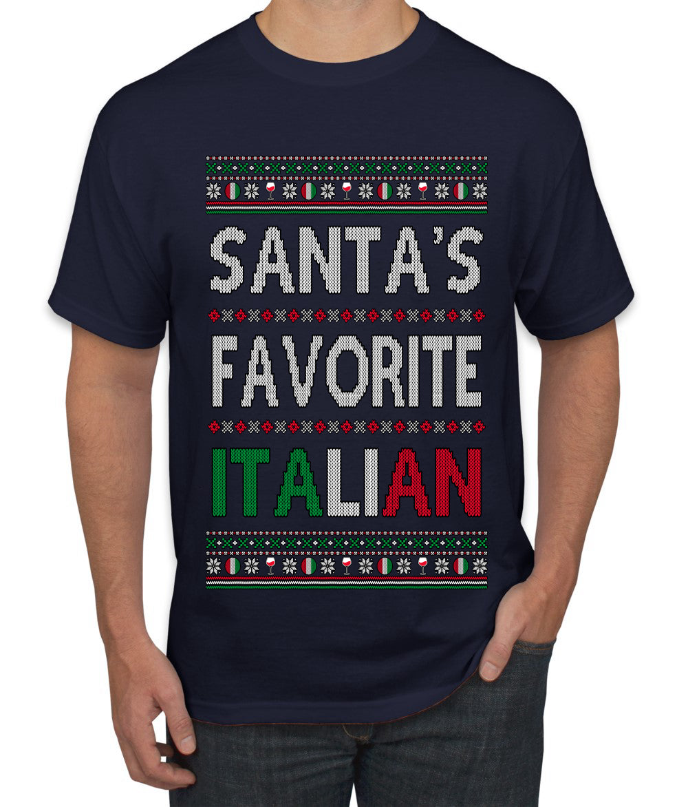 Santa's Favorite Italian, Funny Italian Christmas Sweater, Ugly Christmas Sweater Unisex Men's T-Shirt